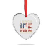 I Support ICE Heart Crystal Glass Ornament Immigration Officers Vintage American Flag