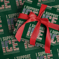 I Support ICE Wrapping Paper Roll Immigration Officers Vintage American Flag