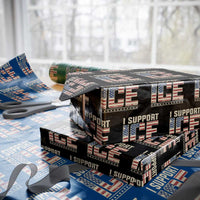 I Support ICE Wrapping Paper Roll Immigration Officers Vintage American Flag