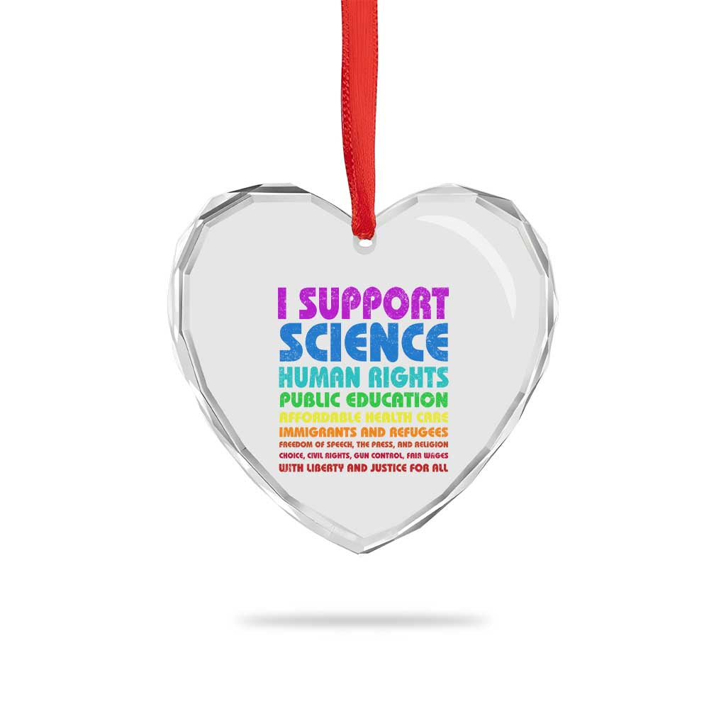 I Support Progressive Liberal Democratic Causes Protest Heart Crystal Glass Ornament