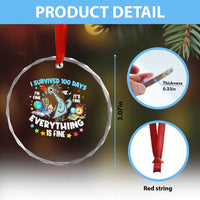 I Survived 100 Days Of School Crystal Glass Ornament Funny Pigeon 100th Day Teacher