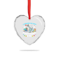 I Survived 100 Days Of School Heart Crystal Glass Ornament Funny Pigeon 100th Day Teacher