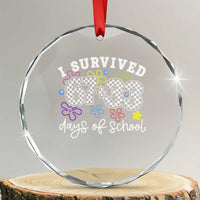 I Survived 67 33 100 Days of School Crystal Glass Ornament Funny 100th Day of School Flowers