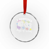 I Survived 67 33 100 Days of School Crystal Glass Ornament Funny 100th Day of School Flowers