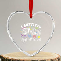 I Survived 67 33 100 Days of School Heart Crystal Glass Ornament Funny 100th Day of School Flowers
