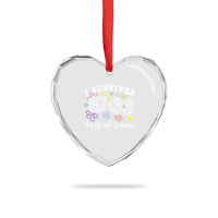 I Survived 67 33 100 Days of School Heart Crystal Glass Ornament Funny 100th Day of School Flowers