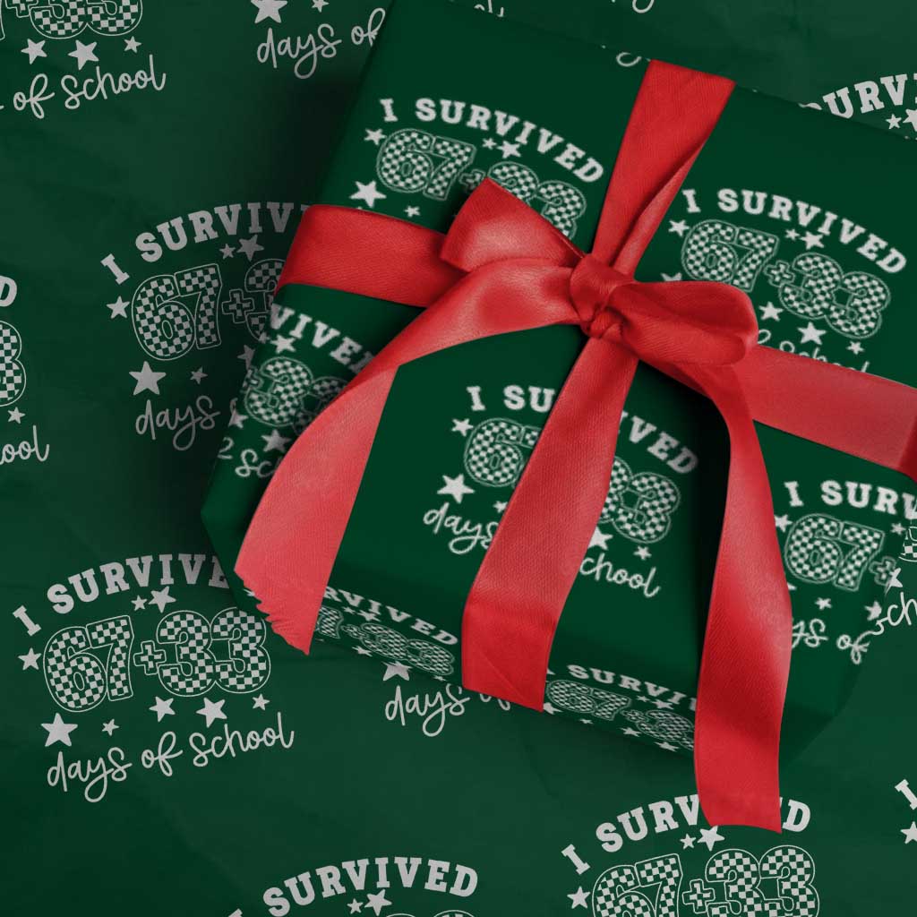 I Survived 67 33 100 Days of School Wrapping Paper Roll Funny 100th Day of School One Hundred Days