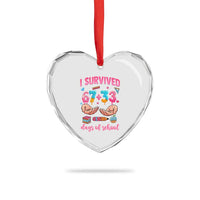 I Survived 67 33 Days Of School Heart Crystal Glass Ornament Funny 100 Days of School 67 Ice Cream Drip - Wonder Print Shop