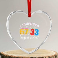 I Survived 67 33 Days Of School Heart Crystal Glass Ornament Funny Six Seven Meme Boys Kids 100th Day