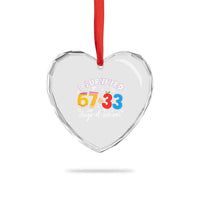 I Survived 67 33 Days Of School Heart Crystal Glass Ornament Funny Six Seven Meme Boys Kids 100th Day