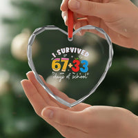 I Survived 67 33 Days Of School Heart Crystal Glass Ornament Funny Six Seven Meme Boys Kids 100th Day