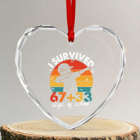 I Survived 67 33 Days Of School Heart Crystal Glass Ornament Funny Six Seven Meme Math Teacher Kids 100th Day
