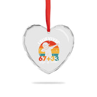 I Survived 67 33 Days Of School Heart Crystal Glass Ornament Funny Six Seven Meme Math Teacher Kids 100th Day
