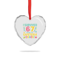 I Survived 67 Days of Cafeteria Chaos Heart Crystal Glass Ornament Funny School Lunch Duty - Wonder Print Shop