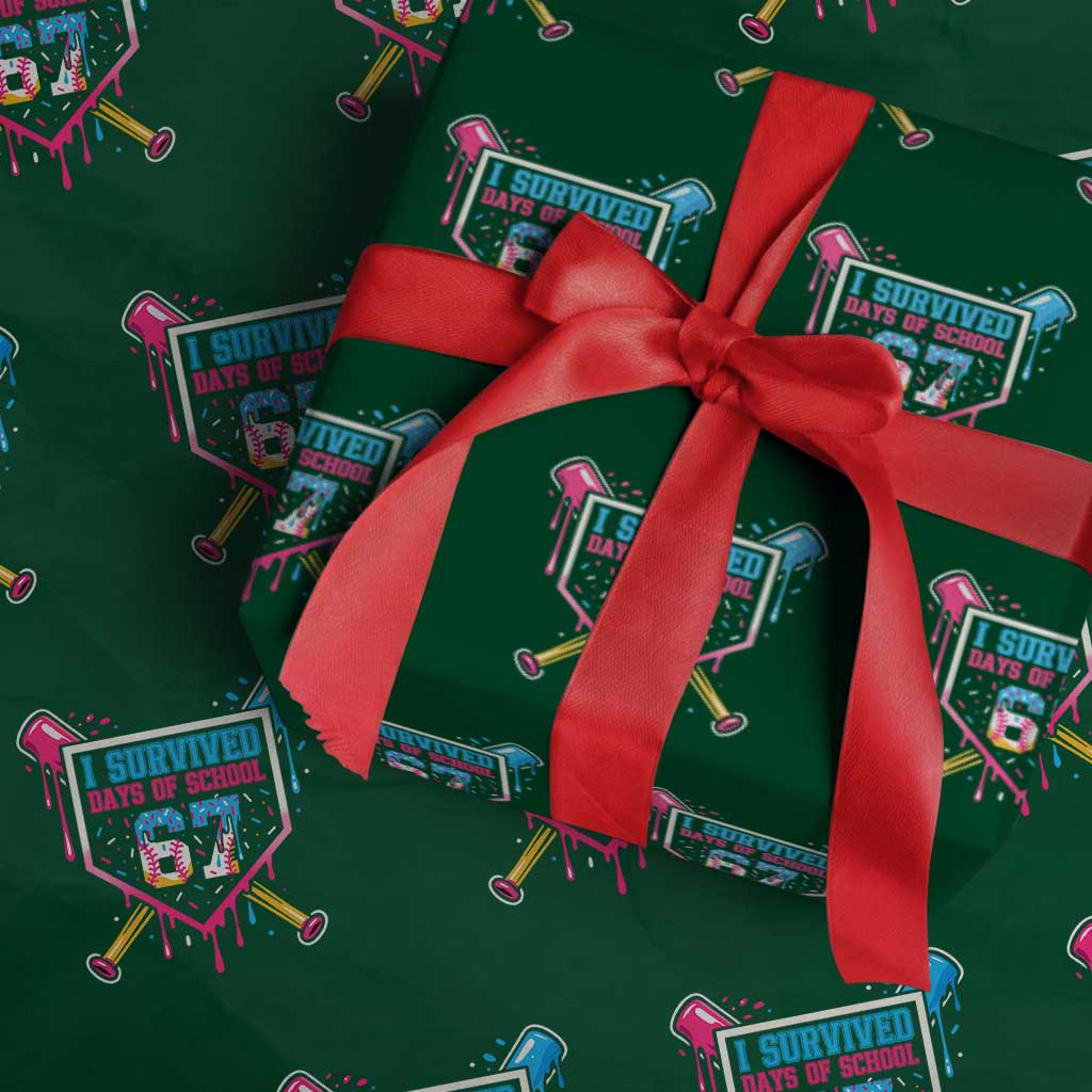 I Survived 67 Days Of School Baseball Ice Cream Wrapping Paper Roll Funny Christmas Six Seven Meme - Wonder Print Shop
