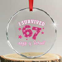 I Survived 67 Days Of School Crystal Glass Ornament Funny Six Seven Teachers Students Meme Pink - Wonder Print Shop