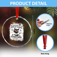 I Survived 67 Days of School Crystal Glass Ornament Funny Teacher Black Cat Chaos Everything Is Fine - Wonder Print Shop