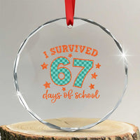 I Survived 67 Days Of School Crystal Glass Ornament Six Seven Meme Student Teacher Faux Glitter - Wonder Print Shop
