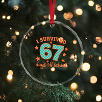 I Survived 67 Days Of School Crystal Glass Ornament Six Seven Meme Student Teacher Faux Glitter - Wonder Print Shop