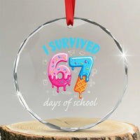 I Survived 67 Days of School Funny Six Seven Meme Crystal Glass Ornament Baseball Ice Cream Dripping - Wonder Print Shop