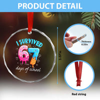 I Survived 67 Days of School Funny Six Seven Meme Crystal Glass Ornament Baseball Ice Cream Dripping - Wonder Print Shop
