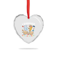 I Survived 67 Days of School Funny Six Seven Meme Heart Crystal Glass Ornament - Wonder Print Shop