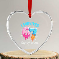 I Survived 67 Days of School Funny Six Seven Meme Heart Crystal Glass Ornament Baseball Ice Cream Dripping - Wonder Print Shop