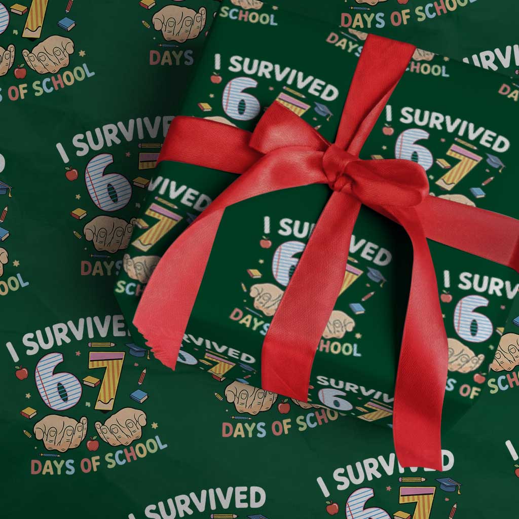 I Survived 67 Days of School Funny Six Seven Meme Wrapping Paper Roll - Wonder Print Shop