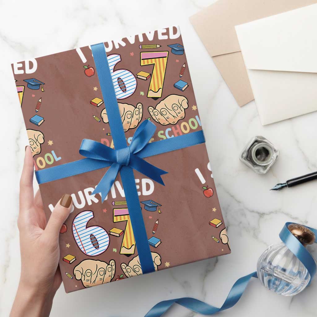 I Survived 67 Days of School Funny Six Seven Meme Wrapping Paper Roll - Wonder Print Shop