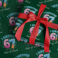 I Survived 67 Days of School Funny Six Seven Meme Wrapping Paper Roll Baseball Ice Cream Dripping - Wonder Print Shop