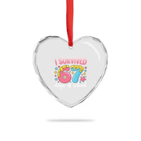 I Survived 67 Days of School Heart Crystal Glass Ornament Cute 6 7 Six Seven Chaos Survivor for Students Teachers - Wonder Print Shop