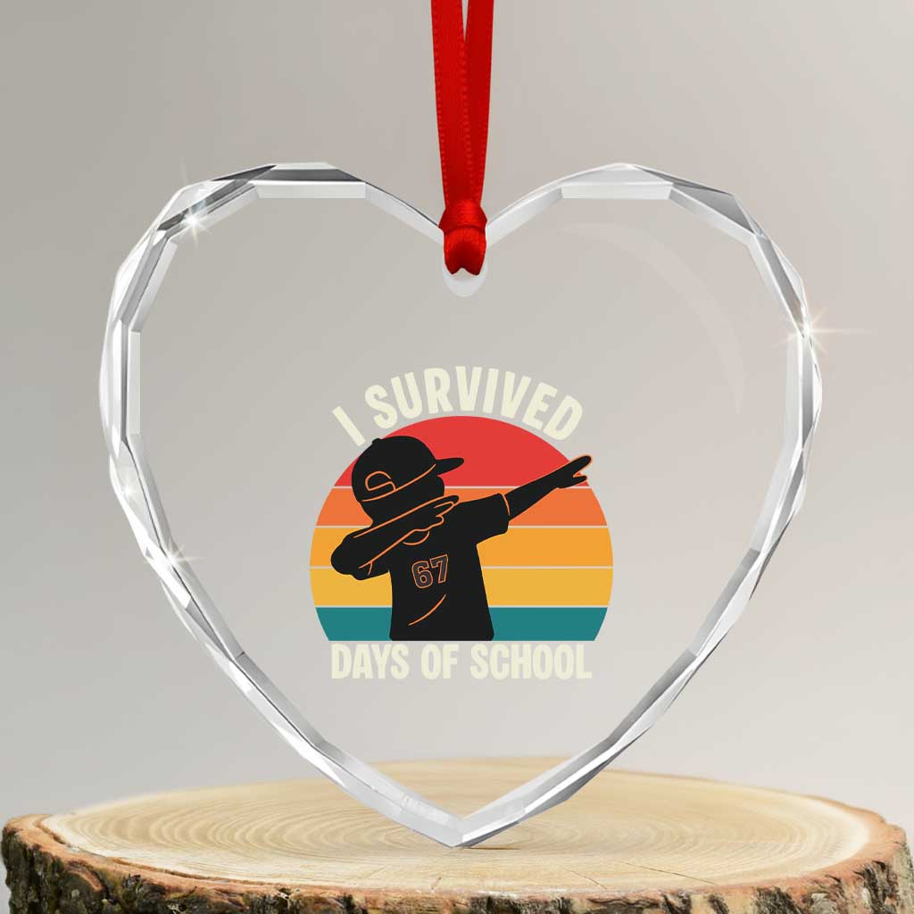I Survived 67 Days Of School Heart Crystal Glass Ornament Funny Boys Kids - Wonder Print Shop