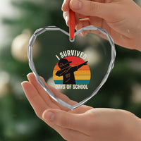I Survived 67 Days Of School Heart Crystal Glass Ornament Funny Boys Kids - Wonder Print Shop