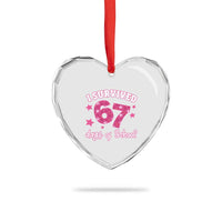 I Survived 67 Days Of School Heart Crystal Glass Ornament Funny Six Seven Teachers Students Meme Pink - Wonder Print Shop