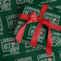 I Survived 67 Days Of School Skeleton Wrapping Paper Roll Funny Christmas Six Seven Meme - Wonder Print Shop