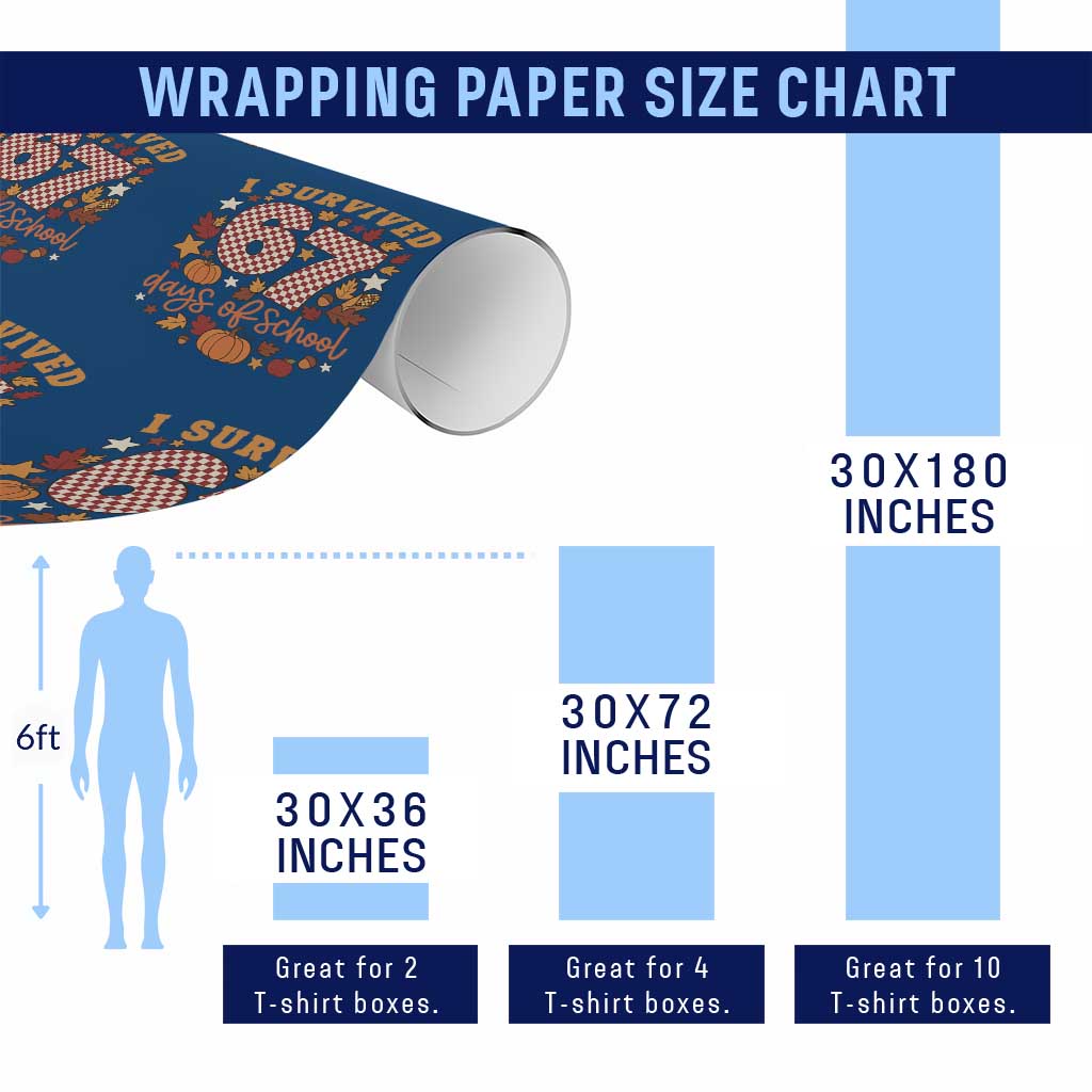I Survived 67 Days of School Wrapping Paper Roll Autumn Fall Leaves Back To School - Wonder Print Shop