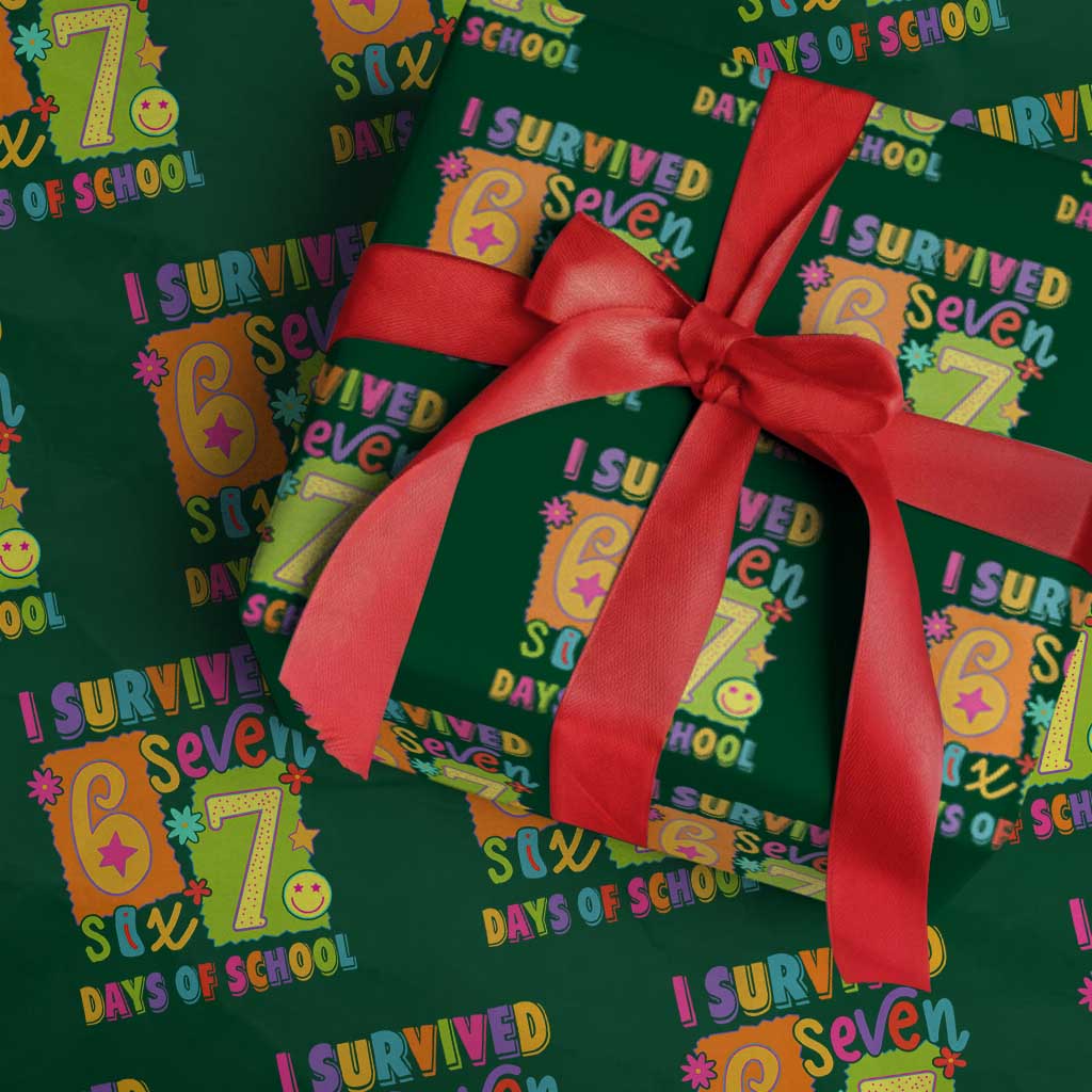 I Survived 67 Days of School Wrapping Paper Roll Funny 6 7 Six Seven Chaos Survivor for Students Teachers - Wonder Print Shop