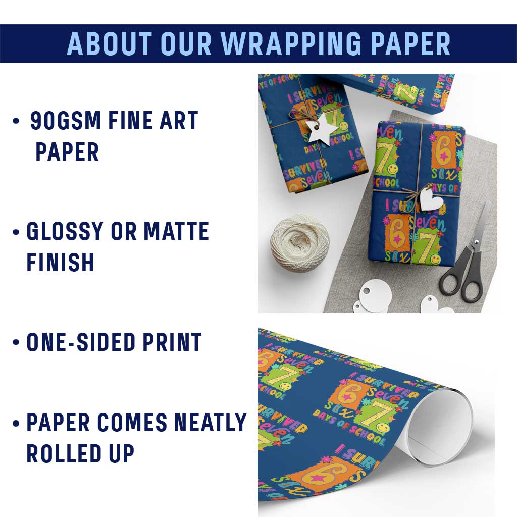 I Survived 67 Days of School Wrapping Paper Roll Funny 6 7 Six Seven Chaos Survivor for Students Teachers - Wonder Print Shop