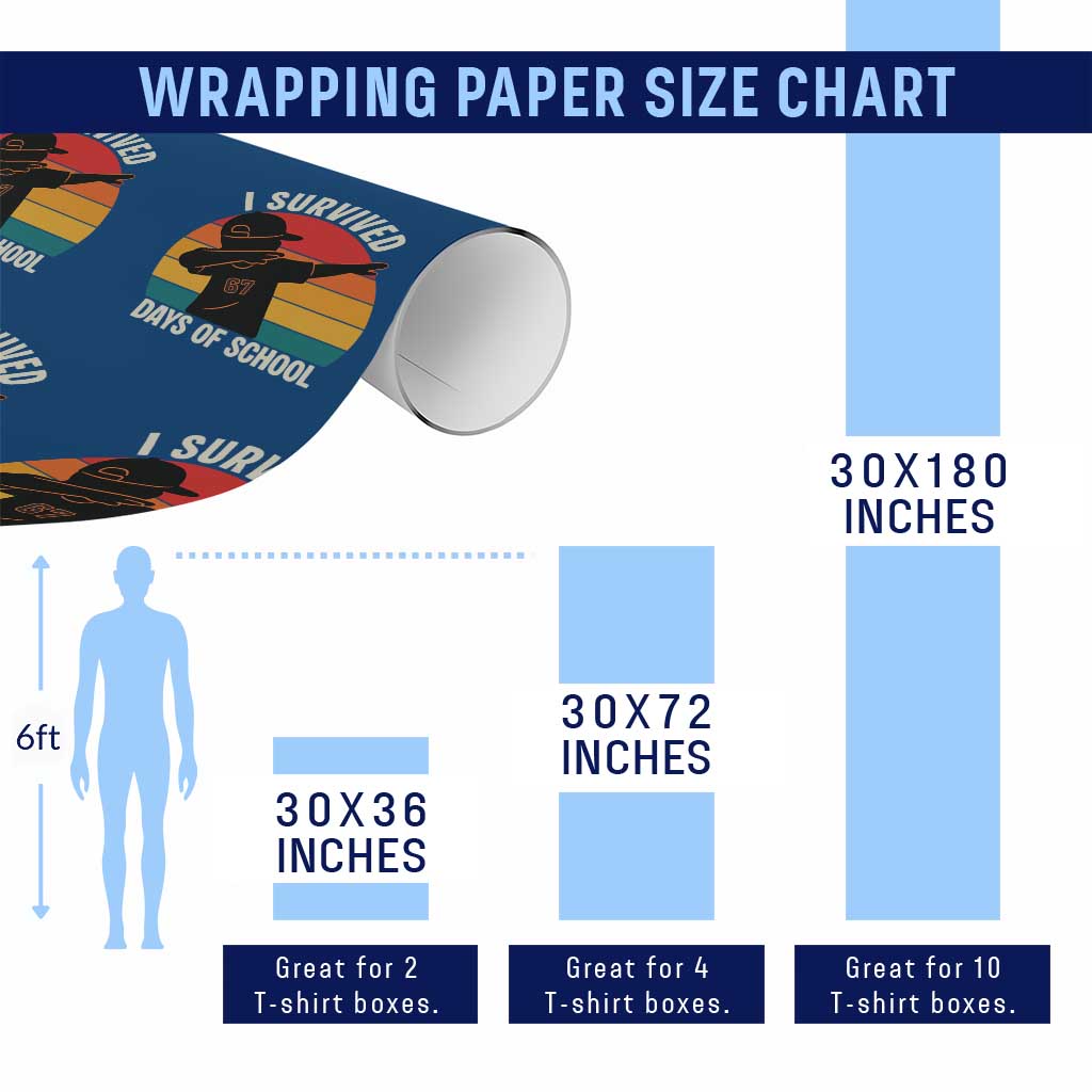 I Survived 67 Days Of School Wrapping Paper Roll Funny Boys Kids - Wonder Print Shop