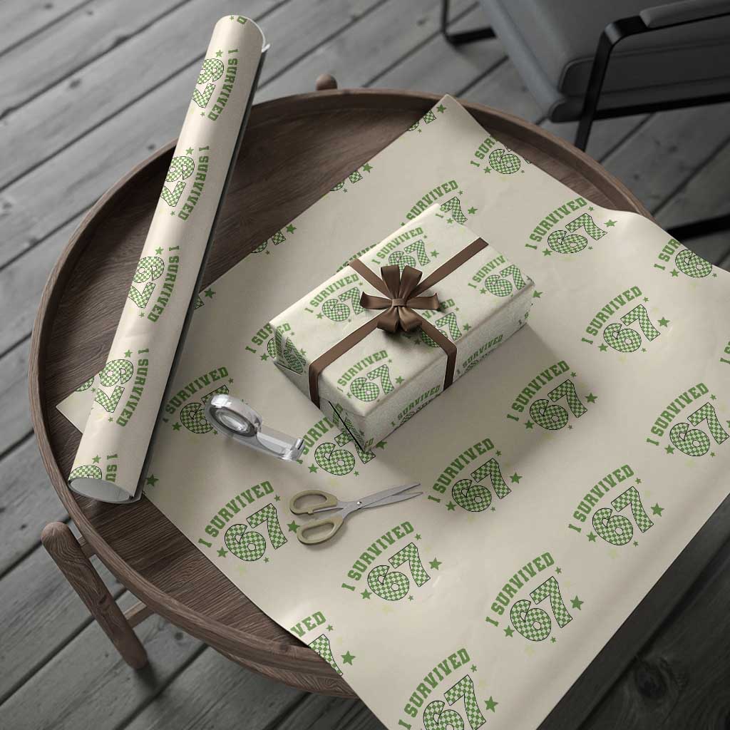 I Survived 67 Days of School Wrapping Paper Roll Funny Six Seven Meme Students Teacher Celebration - Wonder Print Shop