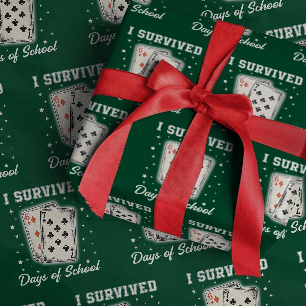 I Survived 67 Days Of School Wrapping Paper Roll Playing Cards Meme - Wonder Print Shop