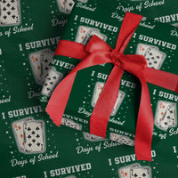 I Survived 67 Days Of School Wrapping Paper Roll Playing Cards Meme - Wonder Print Shop
