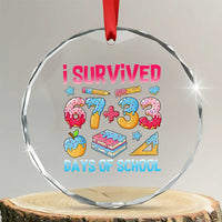 I Survived 67 Plus 33 100 Days of School Crystal Glass Ornament Six Seven Meme Colorful Math Humor - Wonder Print Shop