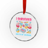 I Survived 67 Plus 33 100 Days of School Crystal Glass Ornament Six Seven Meme Colorful Math Humor - Wonder Print Shop