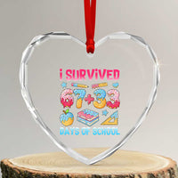 I Survived 67 Plus 33 100 Days of School Heart Crystal Glass Ornament Six Seven Meme Colorful Math Humor - Wonder Print Shop