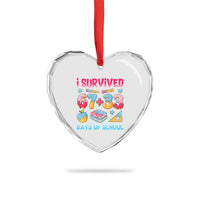 I Survived 67 Plus 33 100 Days of School Heart Crystal Glass Ornament Six Seven Meme Colorful Math Humor - Wonder Print Shop