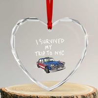 I Survived My Trip to NYC Heart Crystal Glass Ornament Funny New York City USA Flag Taxi Meme