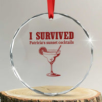 I Survived Patricia's Sunset Cocktails Crystal Glass Ornament Vintage 90s Trendy TV Show Movie