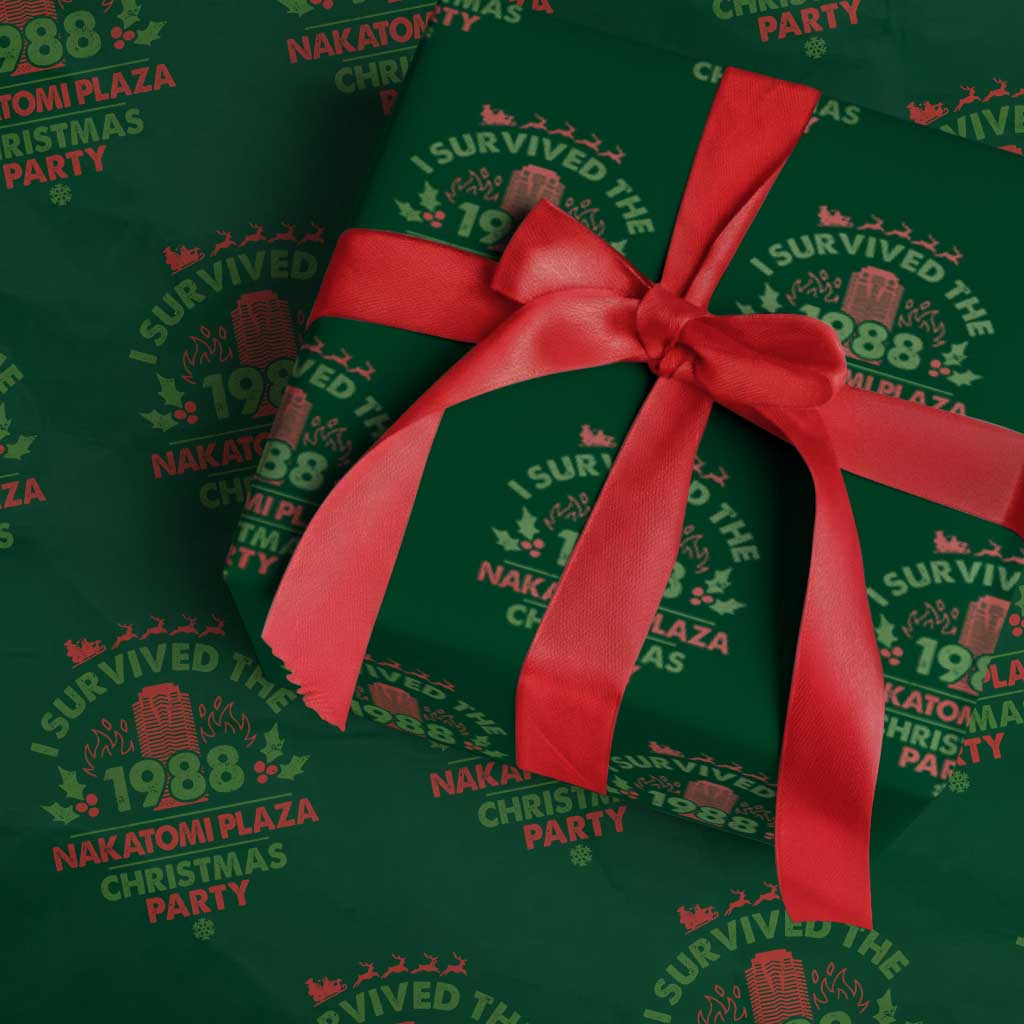 I Survived The 1988 Nakatomi Plaza Christmas Party Wrapping Paper Roll Vintage Mistletoe - Wonder Print Shop