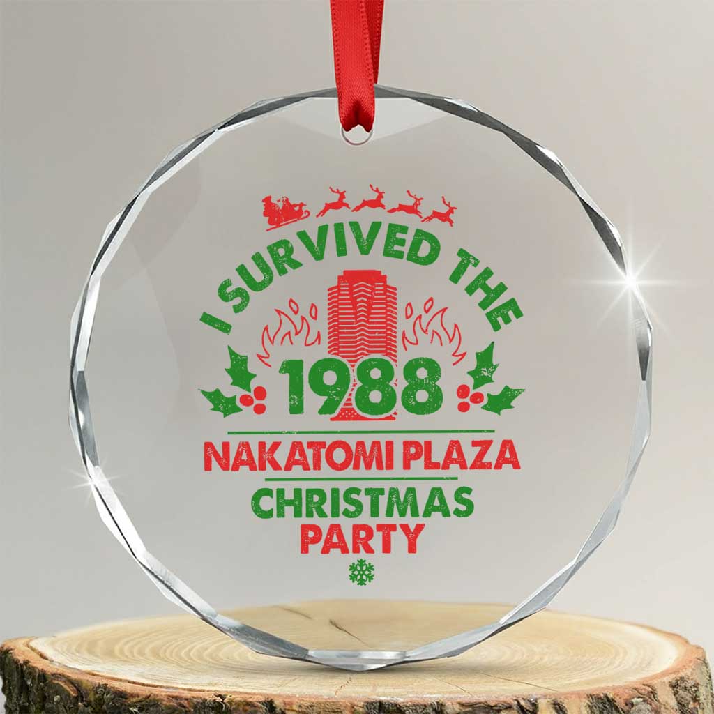 I Survived The 1988 Nakatomi Plaza Xmas Party Crystal Glass Ornament Vintage Mistletoe TS11